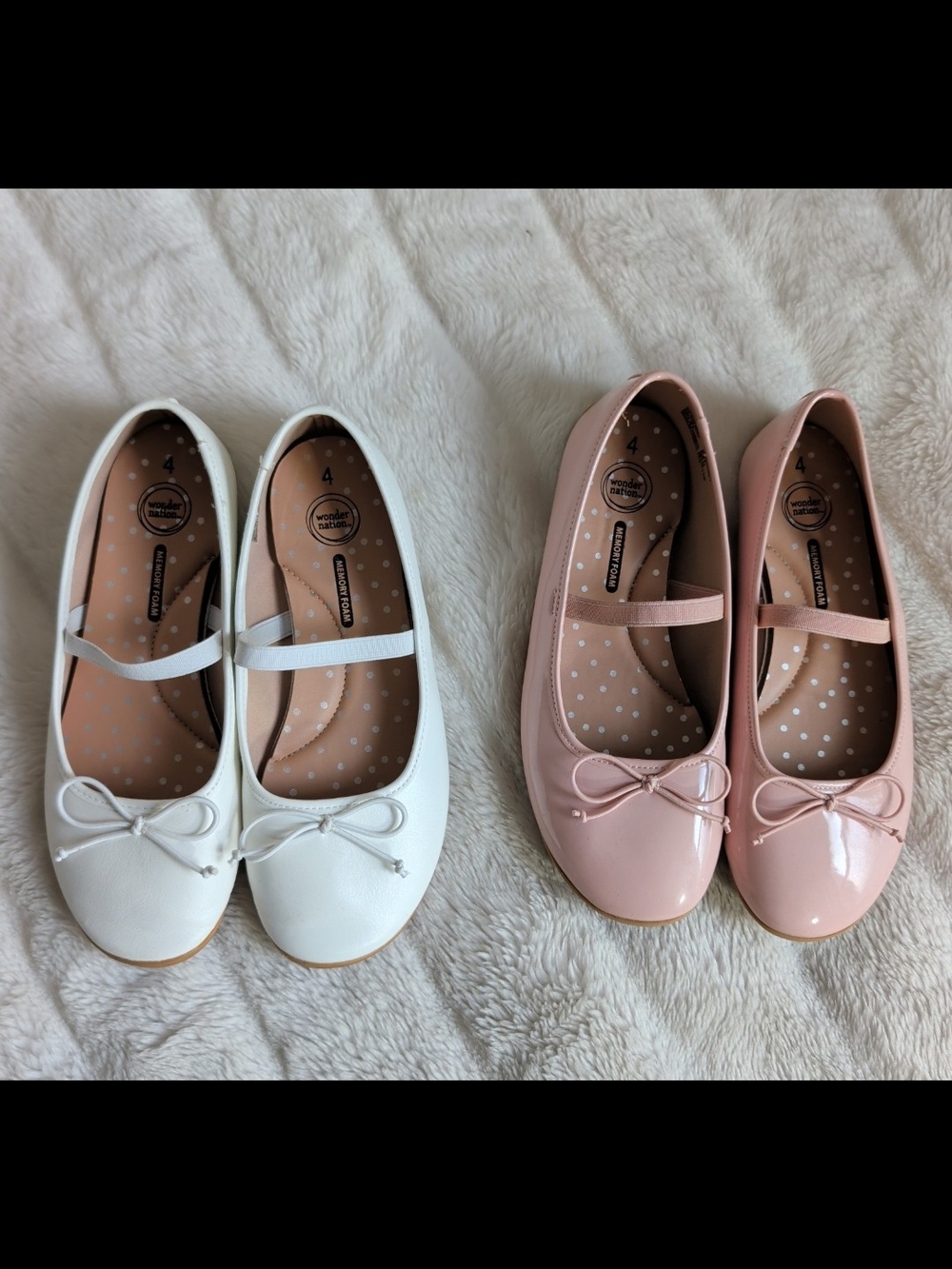Wonder Nation Bow Ballet Flats Big Girls' Sz 4